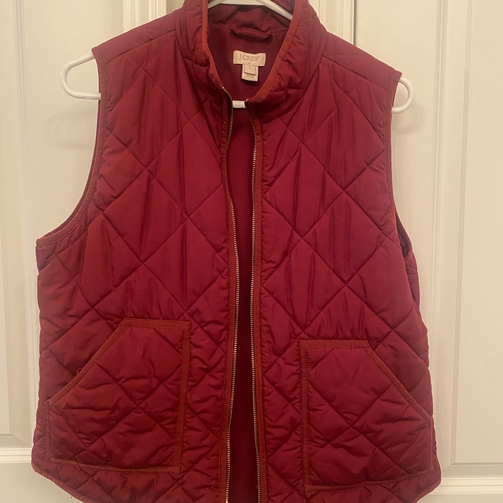 Burgundy JCrew Puffer Vest Large